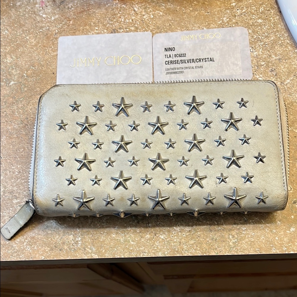 Jimmy Choo Silver Star-Studded Clutch